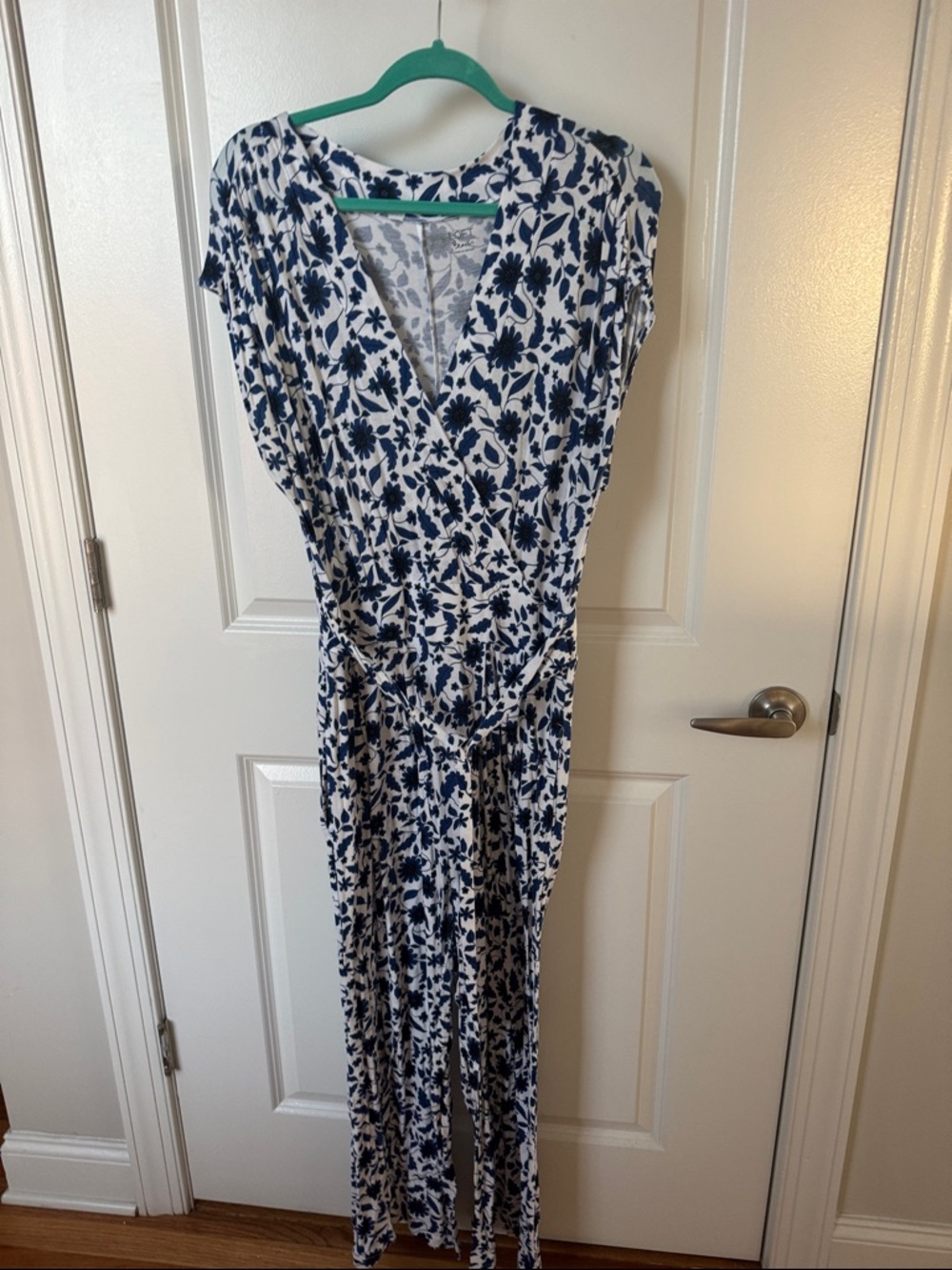 Floral Wrap Jumpsuit in Navy and White